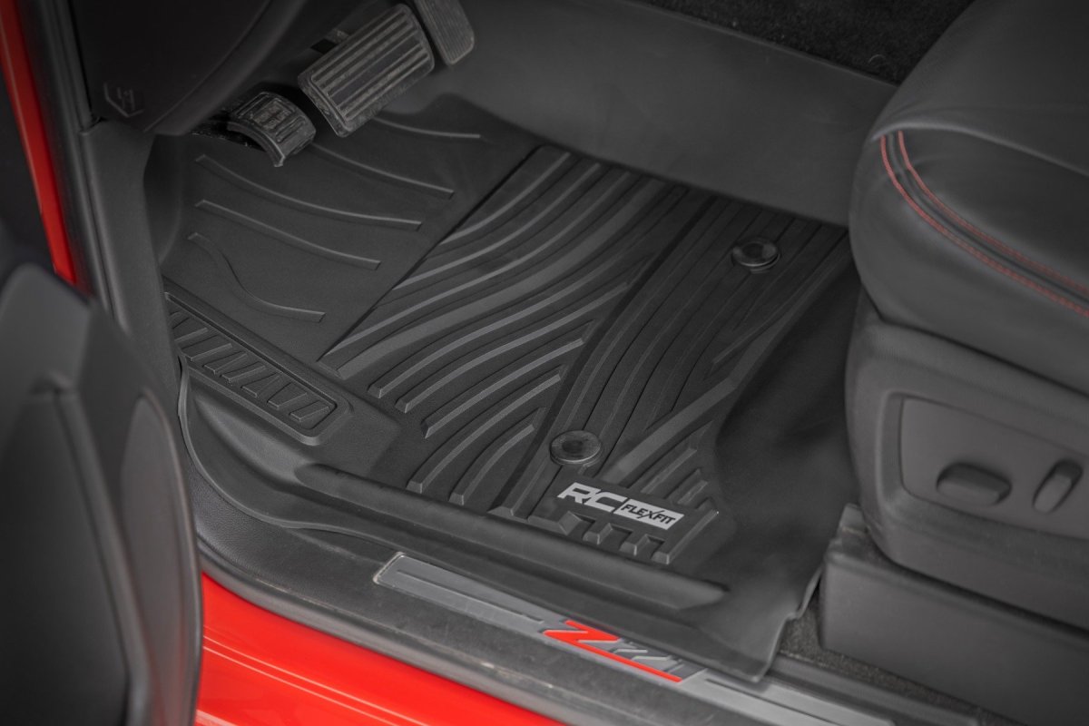 Chevrolet Silverado 2500 HD Floor Mats - Front + Rear - Rough Country - Flex-Fit - '15-'19